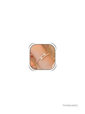 Dainty Gold Pearl Stretch Stackable Bracelet Bridesmaid Wedding Gift
